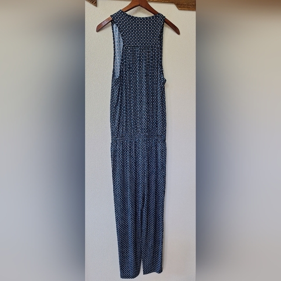 Hatley Ella Sleeveless Jumpsuit Racerback Navy Tassels Stretch Womens Size M - Picture 8 of 10